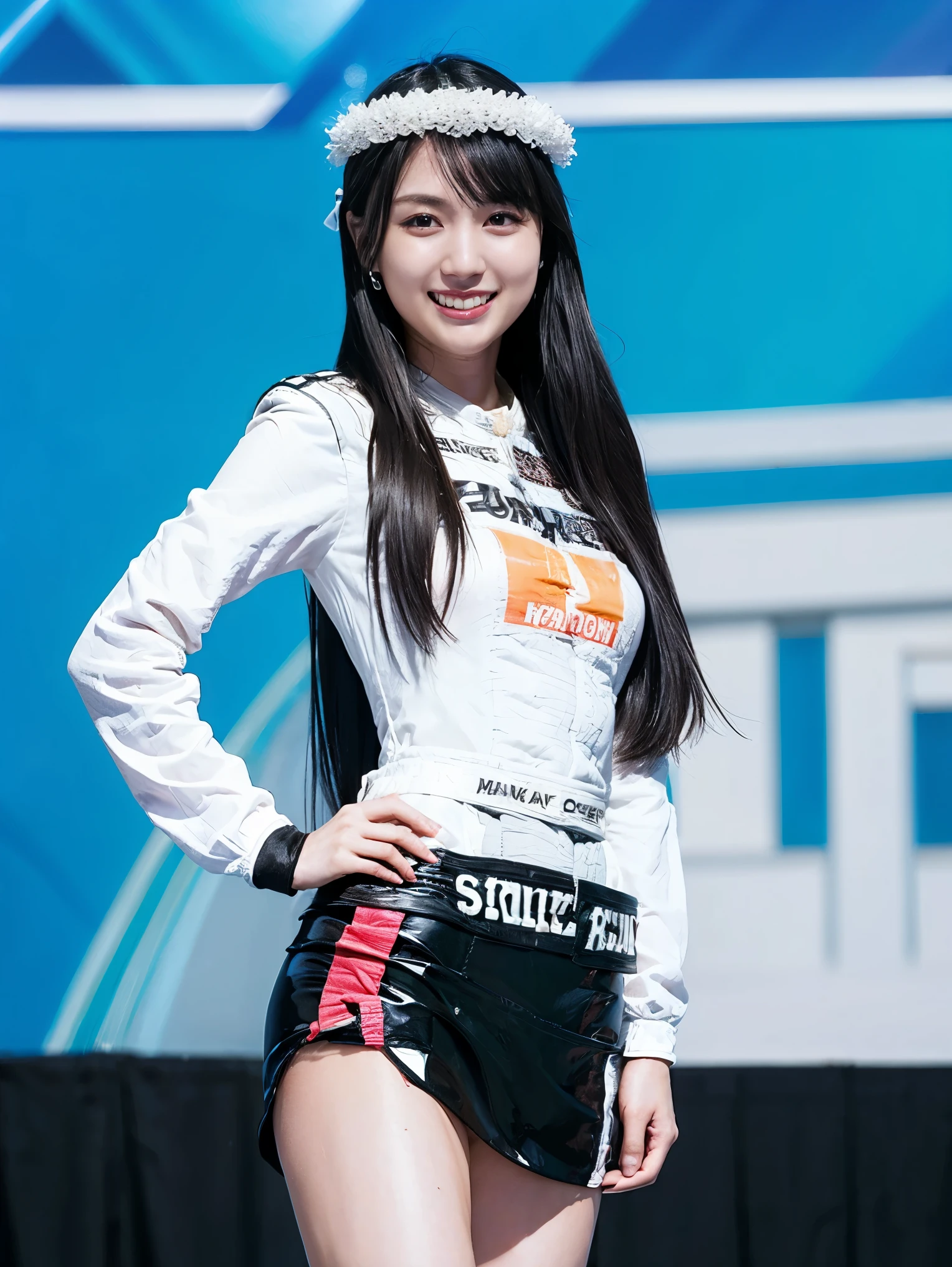 A neat and beautiful woman wearing armor、black hair、smile、beautiful teeth、Background is the association、Wear a Western helmet on your head