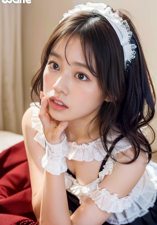 photo realistic, , photo of over the knees:1.2, from below, medium wide shot, a Japanese pretty girl, smile, double teeth, pretty face, happy, eye contact, -yeld, dle braid, small breasts, flat chest, wearing a gold satin dress, pretty dress with many frills and laces, Lace Ruffle Gathered Blouse
,A large lace ruffle that spreads softly
Colors, the area around the face
In the center of the eye-catching ribbon,
Make it more gorgeous with a heart bijou button ,Lace cuffs and stand collar
,It gives a crisp impression