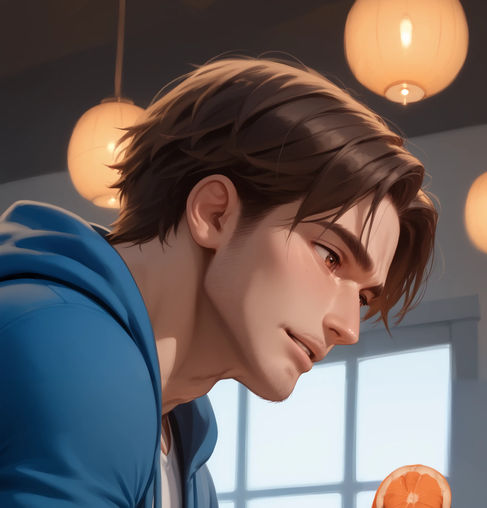 just talking , at a distance , conversation , Dialogue, friends , stand against each other, in clothes, man, Better quality , pure quality , High quality , 4K, 8k, brown eyes, dark hair , brown eyes, The main character , smiles,