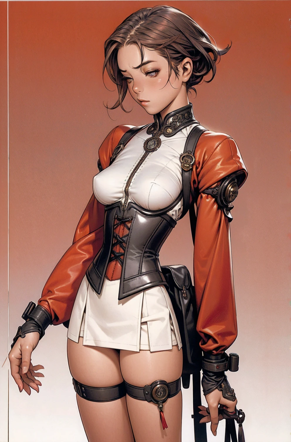 (((Brigitte Nielsen))), (((red suit))), (((back view))), (((perfect ass))), ((( soldier suit ))), (((Black short haircut))), (((Russian girl))), ((high collar)), (((red army suit))), (((best qualityer: 1.4))), (Unbeatable masterpiece), (hiper HD),(CG 8k hyper-realistic), (((brave face))), (((breasts big))), (((hyper feminine))), sexly girl, ((( sculptural body ))), (((1 Kizi))), Kizi cibernética de 25 anos com perfectbody,,Beautiful and well-groomed face,muscular body:1.2,solid color detailed jacket, (Head to thigh photos), Complex equipment, green dark,Long pants,Tight clothes are dark,With white stars and off-white stripes,,,,,Armor Metal Electronic Parts, Poison tattoos ) INFO, Kizi, (((standing alone))), pirralha violent, ((())), sexly, pose de atitude, work of art, post-apocalypse, (((manga style))), bounty hunter, violent, Manic, the way you want, slenderbody, thin but strong, perfectbody, roupa moderna, advanced technology, neon, sleeves with vertical striped pattern, neutral background, (( cowboy shot )). intricate visual