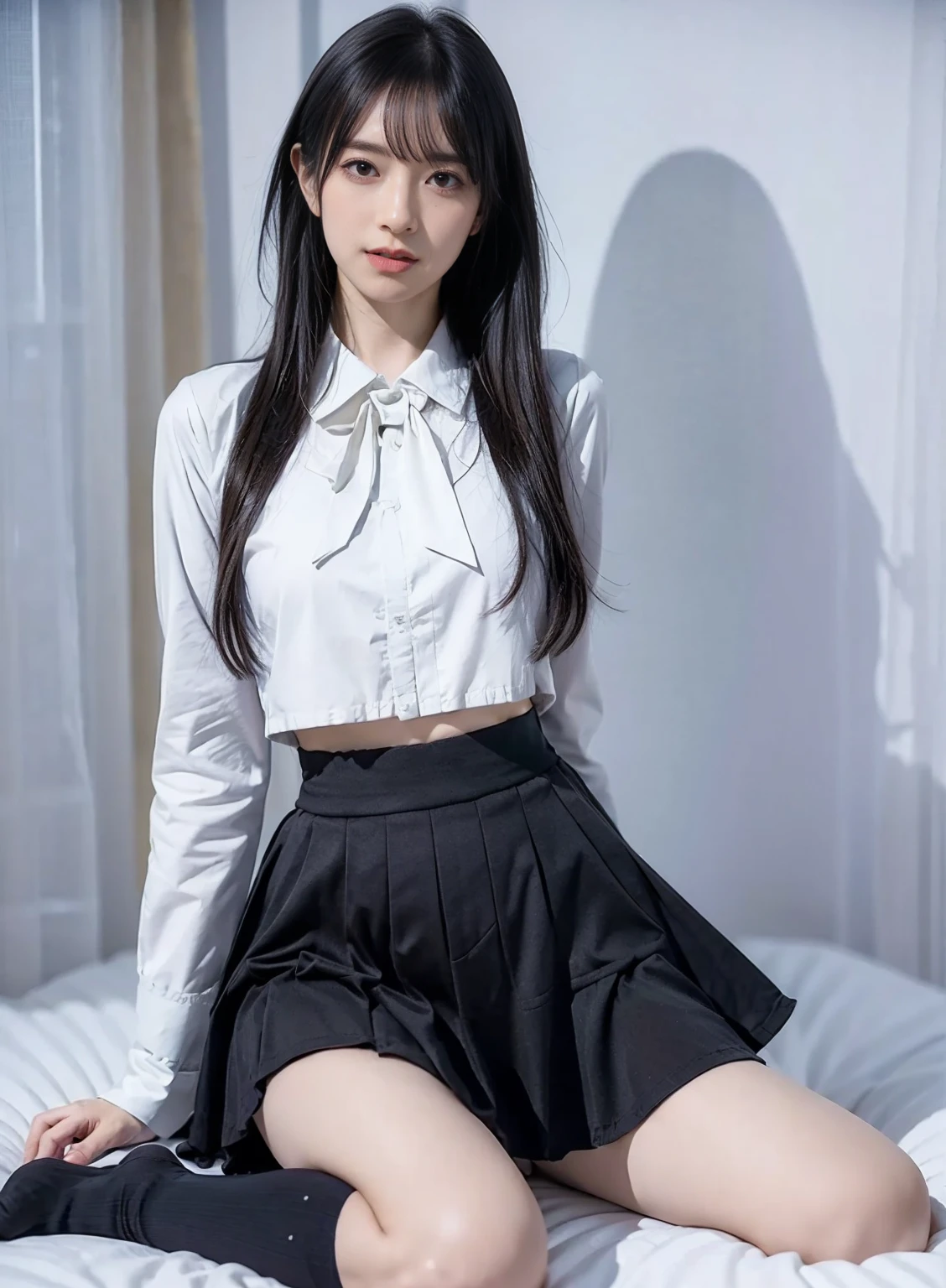 Attractive beauty、Evil女性幹部、Night City、Move your spirit、The darkness、Attractions、brainwashing、brainwashing装置、Evil堕落、Evil、darkness、Black eyeshadow、Black Pantyhose、Black Stockings、Evil花嫁、White blouse、No sleeve、Black pleated skirt、dark、sexy、Short shirt、No sleeve、Short Bob、squat、Spread your legs wide、Open your thighs、Big 、Place your arms behind your head、Erect nipples、