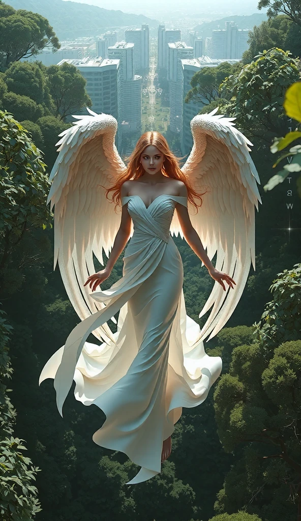 In a forest is Megan Fox who is an angel and the vampires Casper Zafer, Claire Holt, Nathaniel Buzolic, Daniel Gillies, Joseph Morgan, Paul Wesley, ian somerhalder 