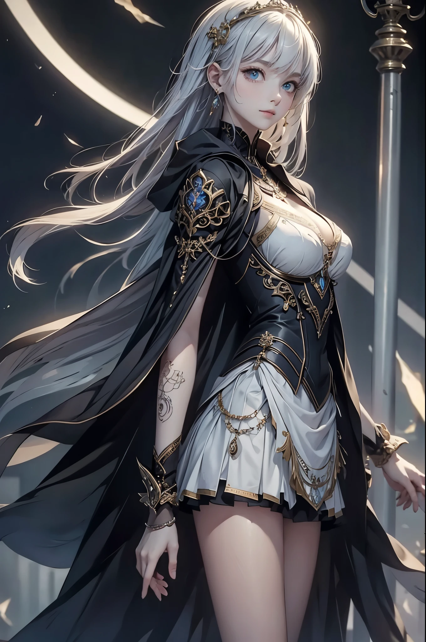 ((from front:1.5))((masterpiece:1.5、best quality, 2.8D illust, Very detailed 1girl, classic girl, classic, Mechanical decoration、 back ground:dark world.