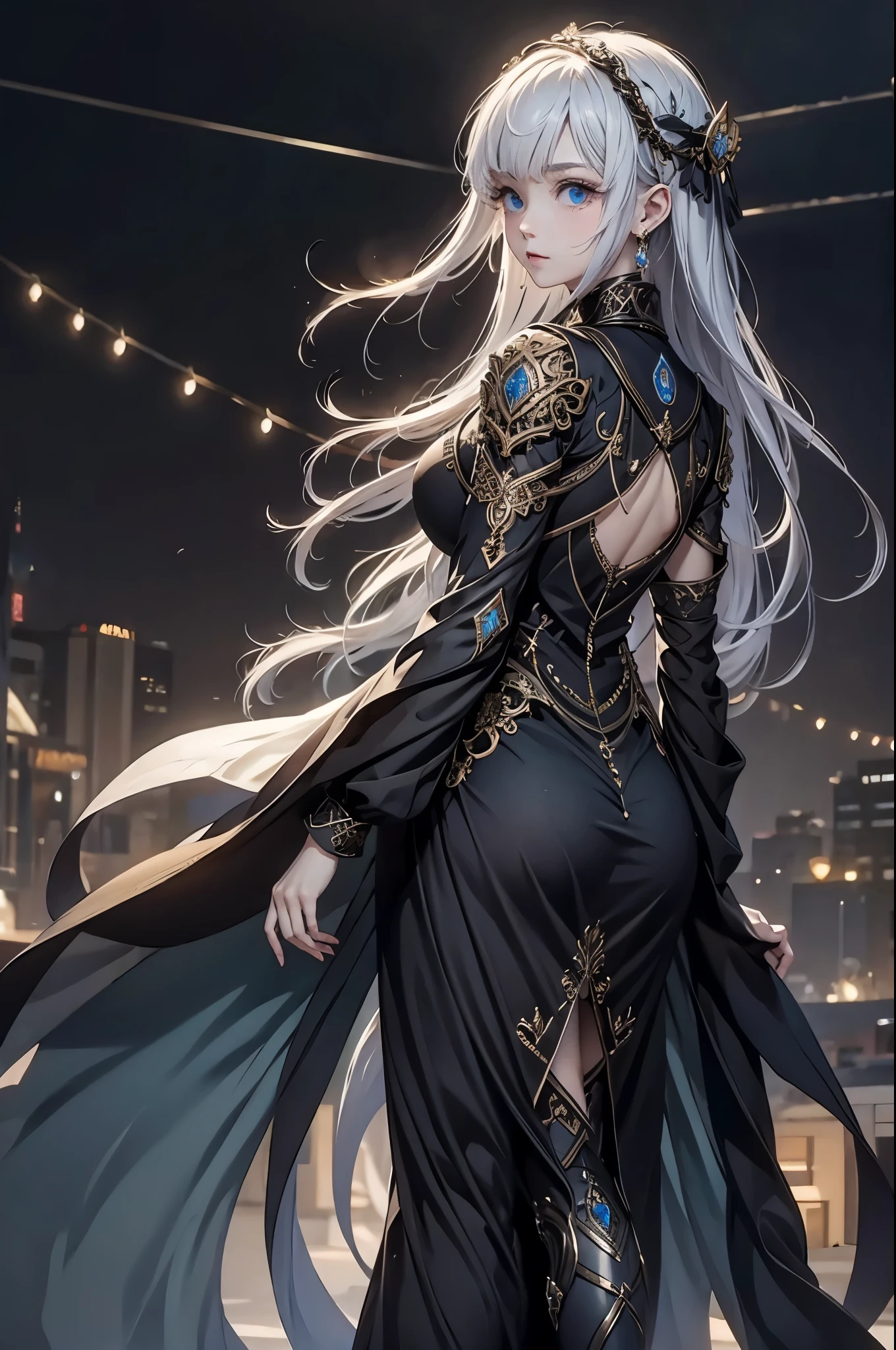 ((from front:1.5))((masterpiece:1.5、best quality, 2.8D illust, Very detailed 1girl, classic girl, classic, Mechanical decoration、 back ground:dark world. 
