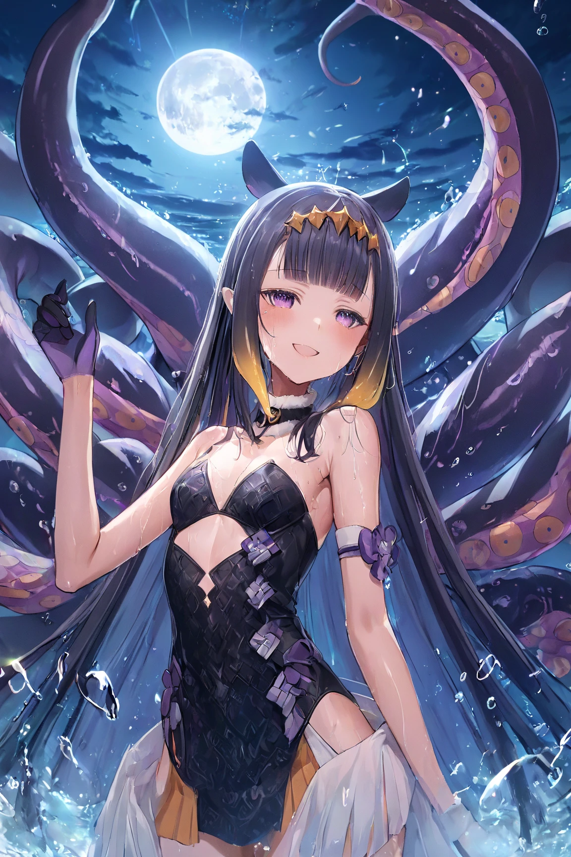 abyssal，teens girl，stocklings，an octopus，tentaculata，Open legs，Lingerie transparent，camel-toe