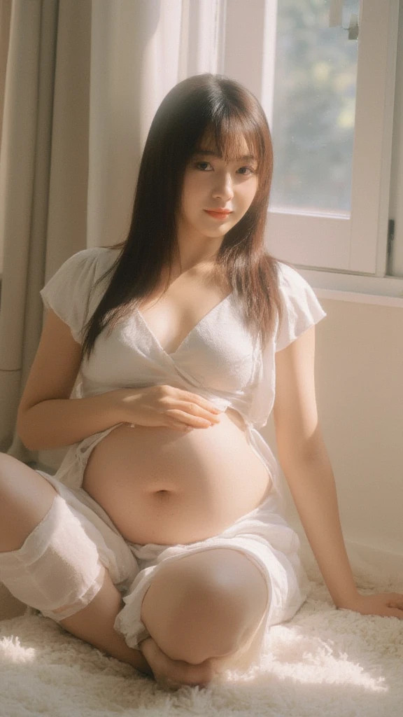 (1 Japanese young girl),  girl, wonderful face and eyes, slender, ((flat chest:1.3)), full body, (amazingly beautiful girl), (highest quality:1.4), (super detailed), (Very detailed CG synthesis 8k wallpaper),very detailed, High-definition RAW color photo, professional photography, nude, (pregnant), (spread legs:1.3), nsfw
