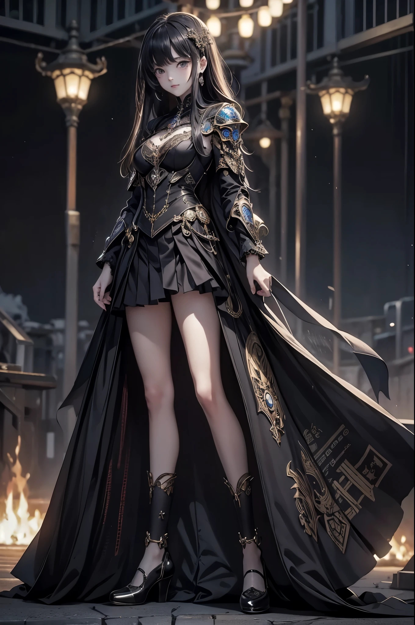 ((masterpiece:1.5、best quality, 2.8D illust, Very detailed 1girl, classic girl, classic, Mechanical decoration、 back ground:dark world. ((from front:1.5))