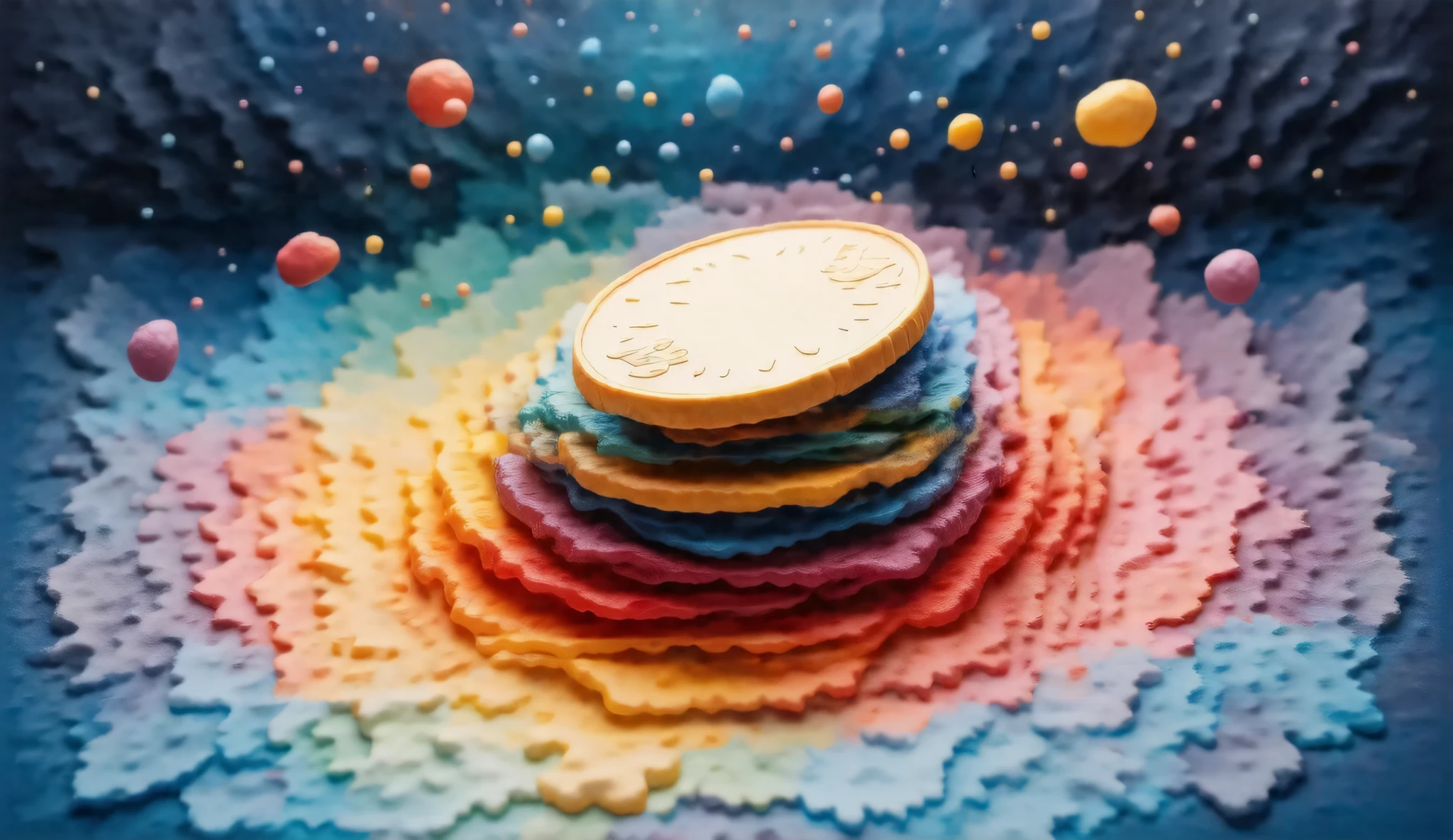 A realistic 3D stack of golden coins with a few coins floating mid-air, reflecting light for a shiny, premium look. In transperant background.