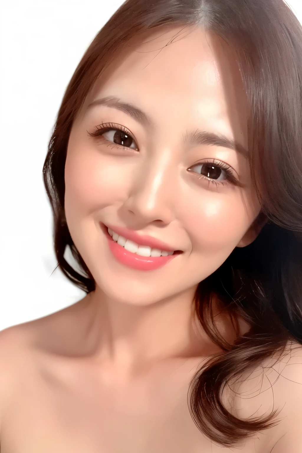 ((top-quality、masutepiece、8K、Top image quality、Hyper-Realism)) full bosy, closeup, The Biggest Smile、white big teeth、Perfect makeup、long eyelashes、View me、smile your best smile, Bright lighting, hyper realistic, photoreal, kpop fashion wear, jennie make up