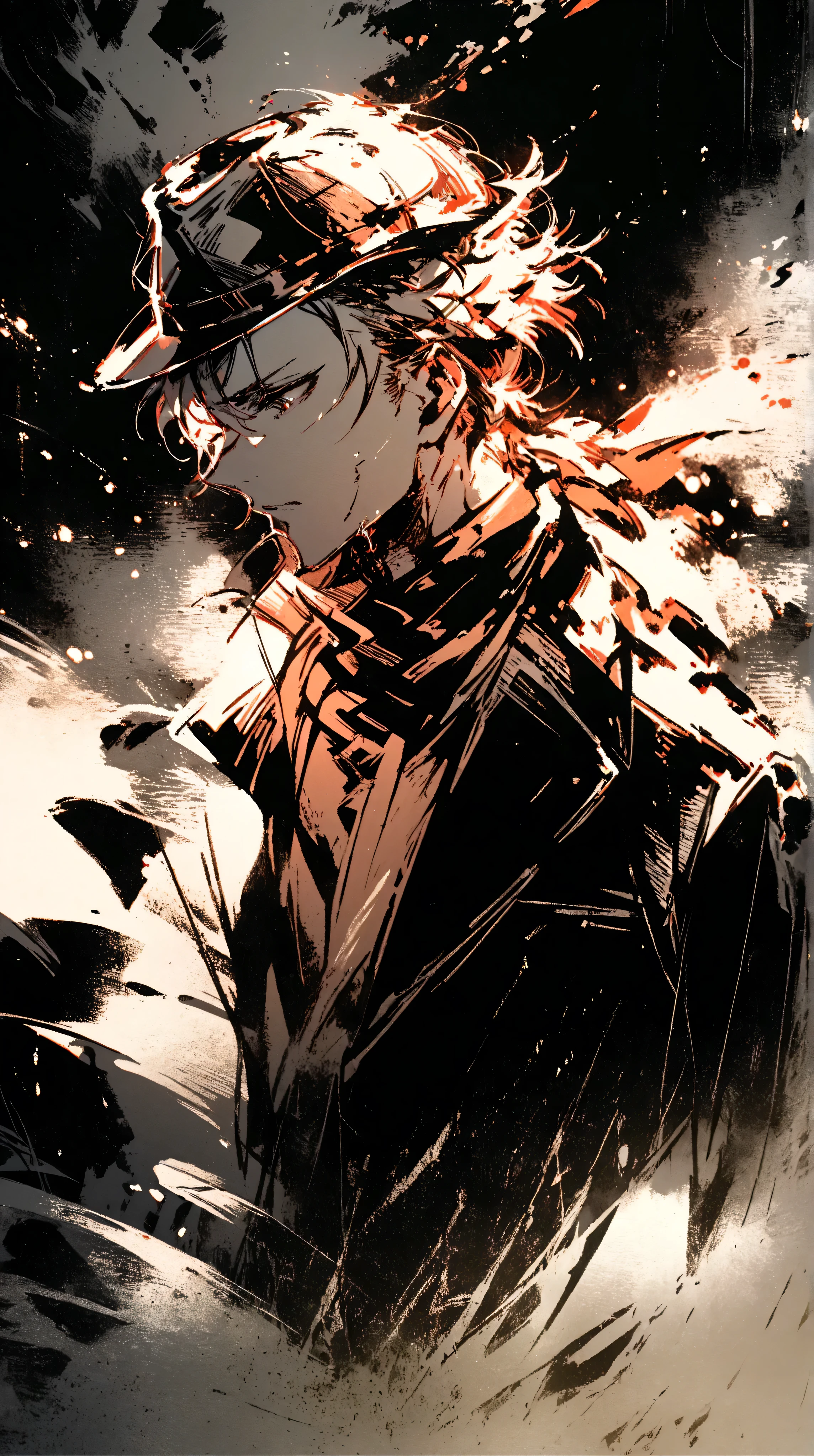 score_9, score_8_up, score_7_up, score_6_up, masterpiece, best quality, watercolor, double exposure, brown monochrome, man, solo, full body, trench coat, long red scarf flying in the air, fedora, looking down, cold breath, night, dim, silhouette of a man's face\(profile shot, city landscape\),