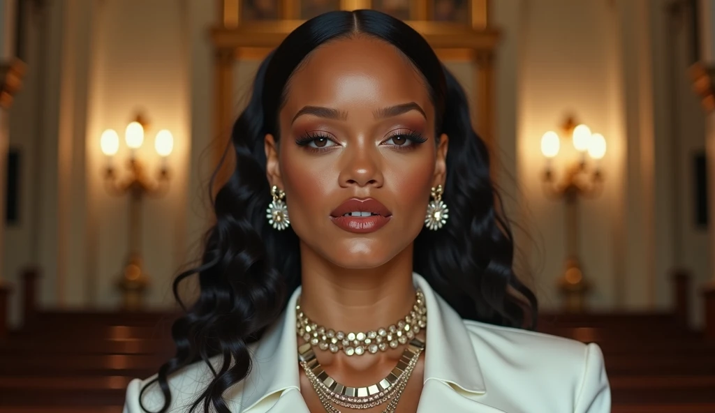 rihanna em um vestido preto e luvas posando para uma foto, Estilo de Julia Razumova, Olga Buzova, deslumbrante lindo, vestido cintilante de diamante, mulher deslumbrante, usando um vestido feito de contas, Directed by: Arthur Sarkissian, mulher linda, deslumbrante elegante, julia gorokhova, beleza de cair o queixo, melhor qualidade, realista, realista, Award-Winning Illustration, (foco no rosto perfeito) (rosto altamente detalhado e textura da pele), (corpo inteiro), (detalhe complicado: 1.2), (detalhe fino), (detalhe complicado), (cinematic lights, luz de fundo de melhor qualidade), lines sharp, foco nítido, Arte Oficial, unidade 8k papel de parede , Absurdo, inacreditavelmente absurdo, tamanho de arquivo enorme, Garota nua ultra- , Arte de Fantasia, RTX,((Foto de encerramento-up by award-winning studio)), , (cale a boca), , perfect hands, lindos olhos detalhados, rosto perfeito