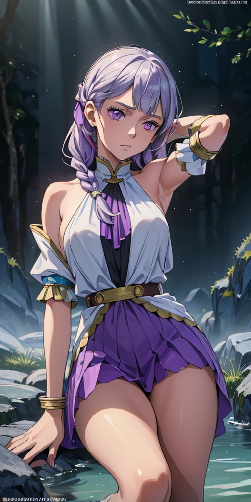 (8K, ultra-detailed, best quality, anatomically perfect body:1.5), (small breast:1.2), shiny skin, sage_(dq3), (have to pee:1.1), (urge to pee:1.2), (peeing self:0.6), (pp clothes:0.5), (very desperate to pee:1.3), (forest), (standing), (long white dress:1.4), (yellow gloves, yellow boots:1.1), (long hair, blue hair:1.1), red eyes, (belt, cape, cloak, circlet, bare shoulders), cleavage, Drop the staff, (knees together and feet apart:1.5), (Rub each other's knees:1.2), (leaning backward:1.3), (hand between legs:1.2), (holding the crotch:1.5), (orgasm:1.1), (blush:1.1), (embarrassment:1.3), (impatience:1.2), (flustered:1.2), (fidgeting around:1.3), flowing sweat, (erotic waist twist:1.3), (panting), (breathless:1.2), Erotic feelings, (close eyes, closed mouth:0.8), looking away, (upskirt:1.1), nsfw, 
