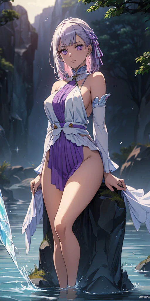 sfw, [fantasy], watercolor illustration, Full Shot, of beautiful moon princess, holding arcane orb, in astral plane, (fully clothed:1.2), toned physique, perfect large round breasts, toned medium ass, perfect limbs, (detailed skin, diffused skin pores), ethereal, maximum detail, maximum quality, (bloom:0.5), raytracing, specular lighting, shallow depth of field, smooth, cinematic film still from Elder Scrolls, [Arcane Fantasy:12]