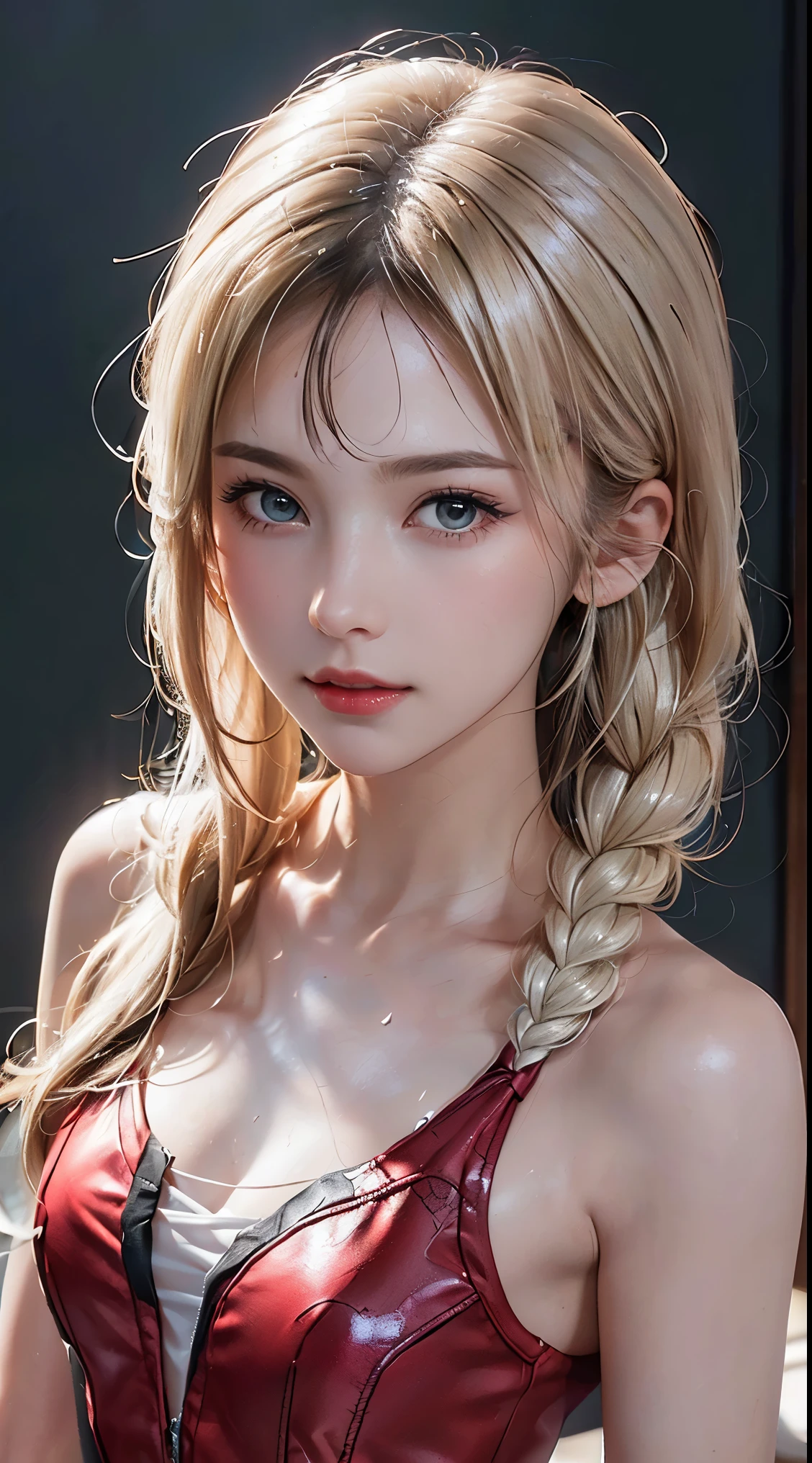 (Hyper Real), ancient shrine maiden, female shaman, giant beauty, safe, high resolution, real short hair, blonde, blonde woman, skin texture details, super high resolution, realistic, plump figure, smile, beautiful expression, small purple hair Airy long blonde hair, divine spirit, very delicate and detailed skin texture, (ancient luxury luxury temple), ancient priestess, big cleavage, plunging neckline, big red lips , (luxurious black costume and luxurious accessories)