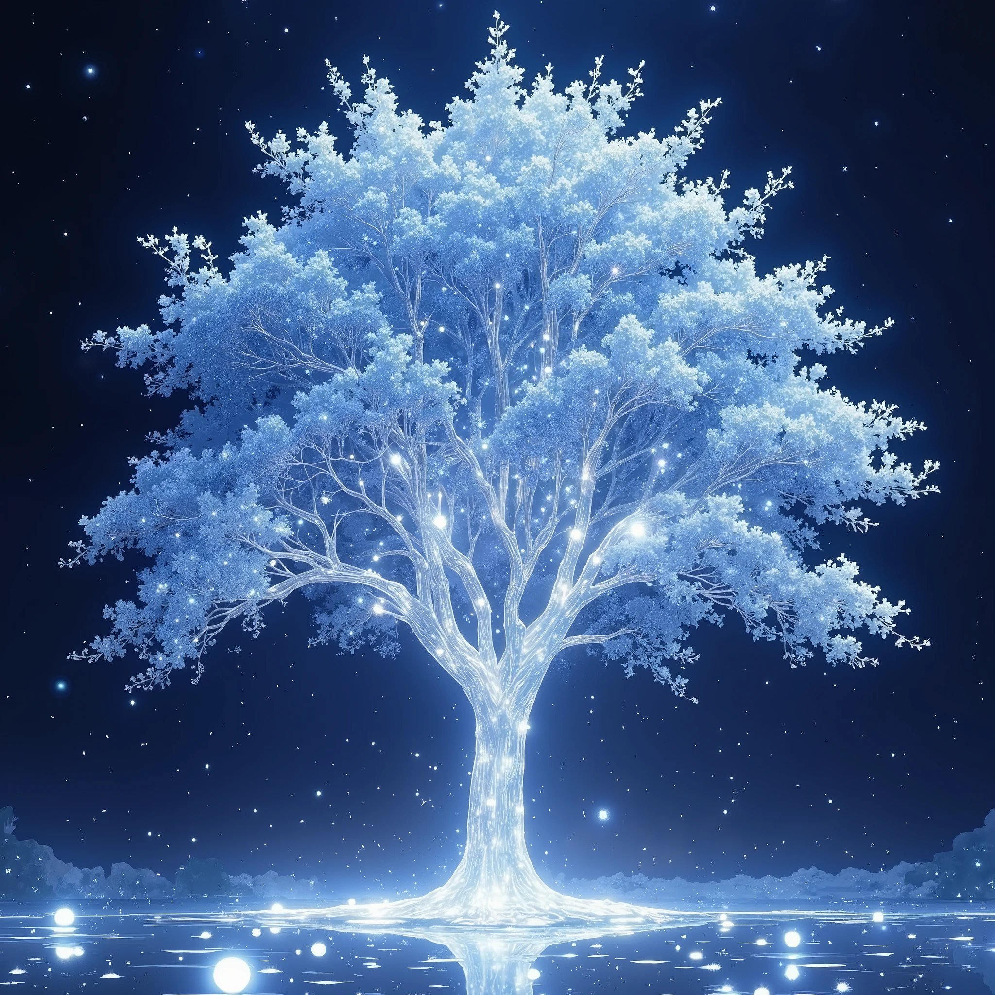 a glass tree, shimmering bright, seamless transition from dark to bright, hyperreal, hyper detailed, extremely detailed glass textures, refracting light, glowing, ethereal, surreal, cinematic lighting, dramatic chiaroscuro, volumetric lighting, god rays, hyper realistic, 8k, photorealistic, masterpiece