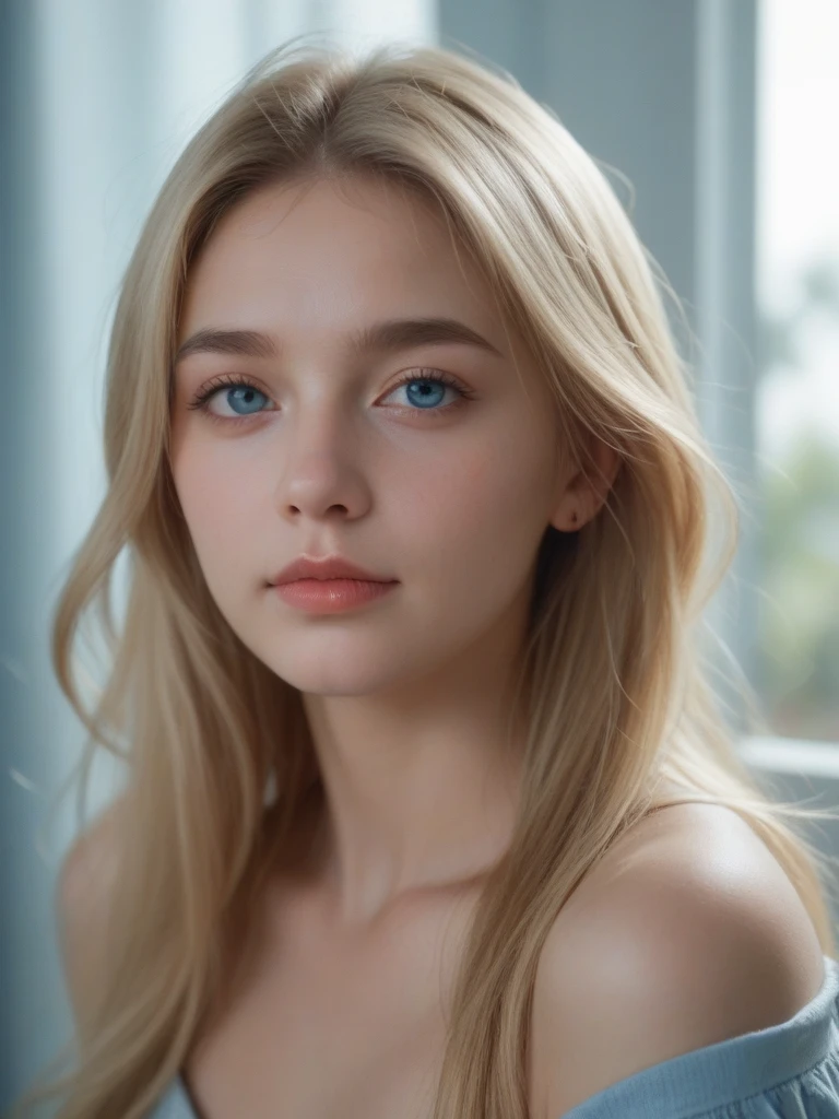 Perfect beauty, blonde hair, blue eyes