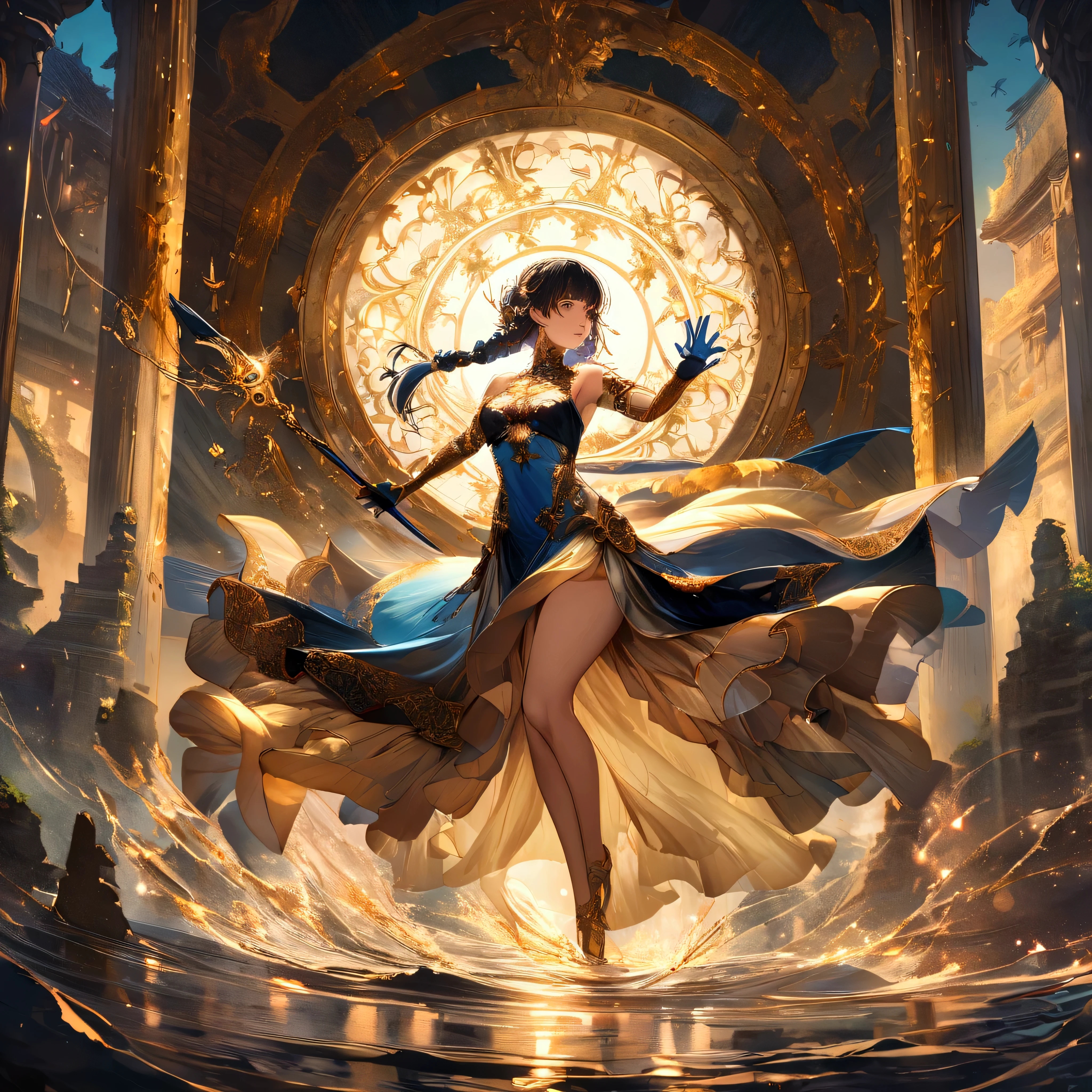 there are two woman dancing in undressed ,standing in front of a fire, alice x. zhang, epic fantasty card game art, fantasy card game art, artgerm julie bell beeple, fantasy art behance, mohrbacher, 2. 5 d cgi anime fantasy artwork, alphonse mucha and rossdraws, peter mohrbacher artstyle --auto