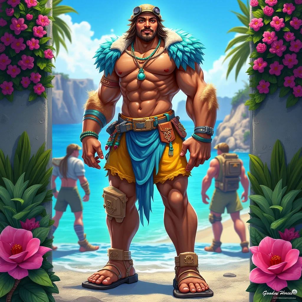 Samson Description: Samsão is a strong young man with well-defined muscles, with long and curly hair. He wears a simple tunic and sandals, clothing from the time of Jesus. Your expression is brave and friendly. Samson killed a lion and fought with dozens of Philistines using the jawbone of a donkey as a weapon Style: Vibrant colors and smooth lines, similar to Disney characters.