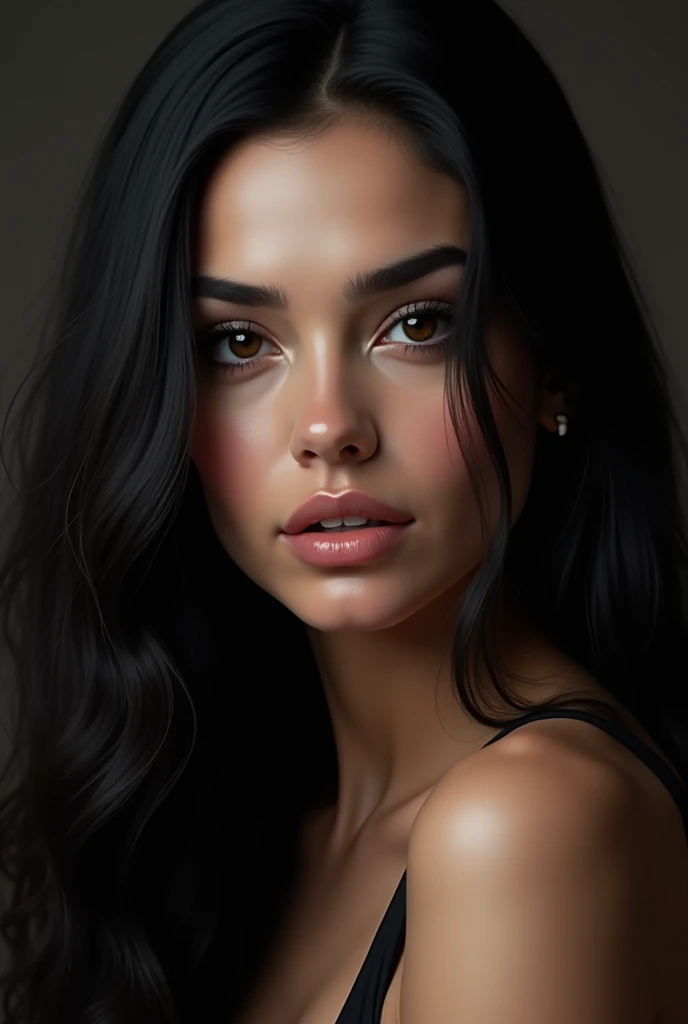 Femme brune au yeux marron