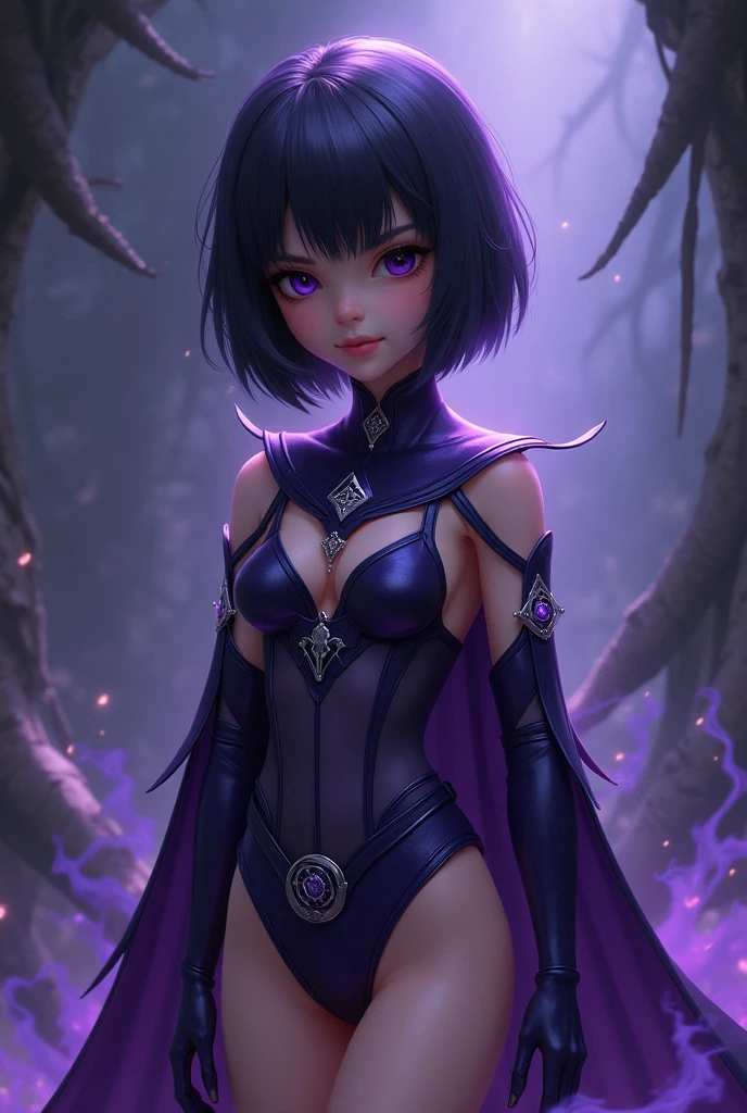 (1girl, solo, alone), (WakatsukiRisa, Sarada Uchiha, black hair, short hair, black eyes, red glasses), ((solo, (1woman, pink lipstick, (small breasts), black eyes), Extremely detailed, ambient soft lighting, 4k, perfect eyes, a perfect face, perfect lighting, a 1girl)), austere, ((colorful, psychedelic, vibrant, stunning, (sexy:1.1) alluring, (goddess:1.1) divine, girl, gorgeous face, show full body, amethyst crystal armor, covers the goddess's body, magical atmosphere, blessing pose, action pose, (2d illustration:1.1), surreal, mysterious, mesmerizing, intricate, dreamlike, enchanting, captivating, ethereal, magical, (tranquil expression:1.1), otherworldly, (natural beauty:1.1), (expressive:1.1) eyes, graceful, (dreamy atmosphere:1.1), Shards of Amethyst floating in the air, shards of crystal floating in circles around the girl's head))