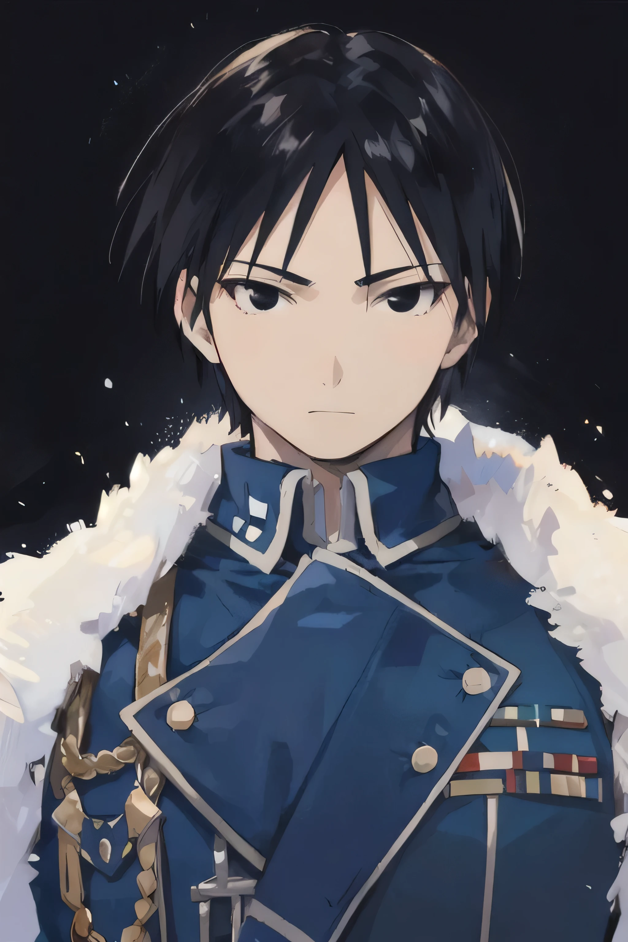 masterpiece, best quality, illustration, 1boy, solo, male focus, looking at viewer, upper body, depth of field, , realistic, roy_mustang, black hair, black eyes, disco costume, The Kingdom of the Unicorn, HD-DVD