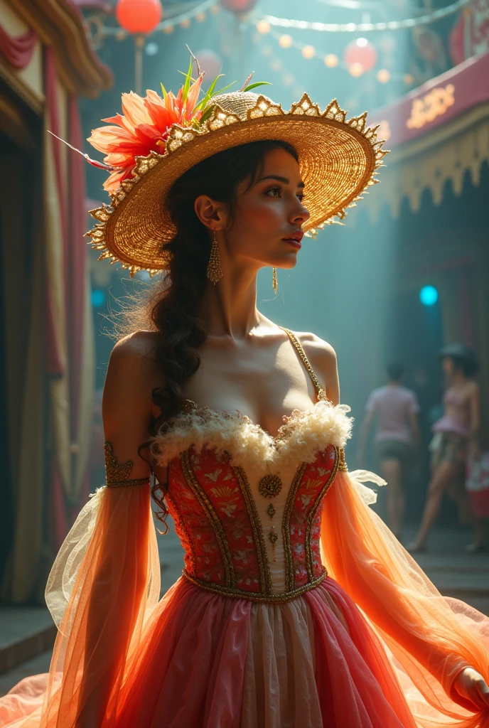 Pretty woman with corset and Mexican hat --auto --s2
