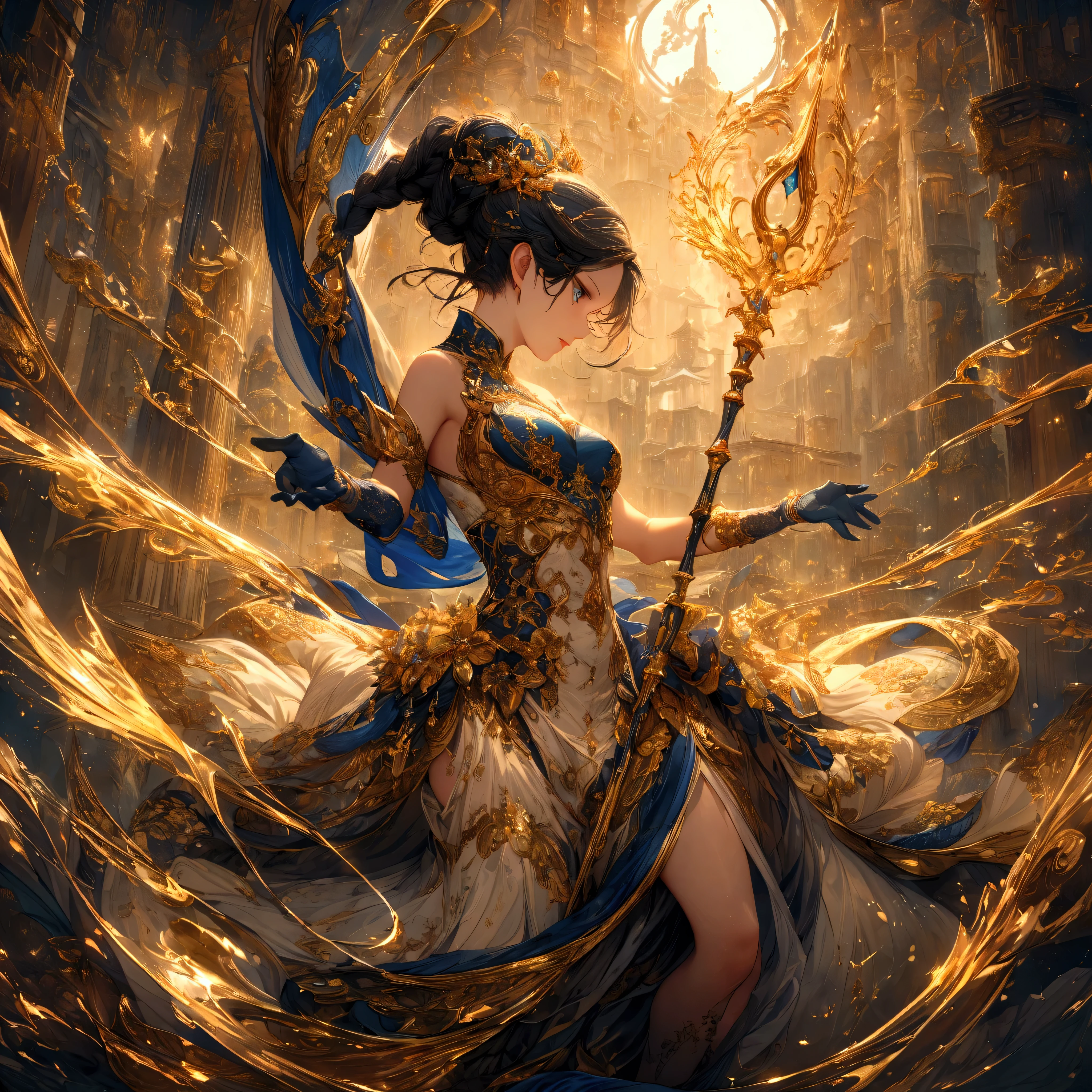 ((highest quality)),(ultra high resolution),(Super detailed),(detailed description),((best CG)),(best work of art),super precision art,amazing drawing art,(Fantasy art with intricate detail:1.5),