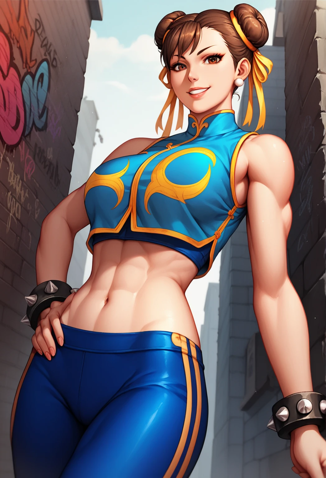 1girl, solo, masterpiece, best quality, dynamic lighting, normal breasts, smile, looking at viewer,
fnaura, headwear, pants, necklace, twin braids, (facemarks:0.7), cameltoe,