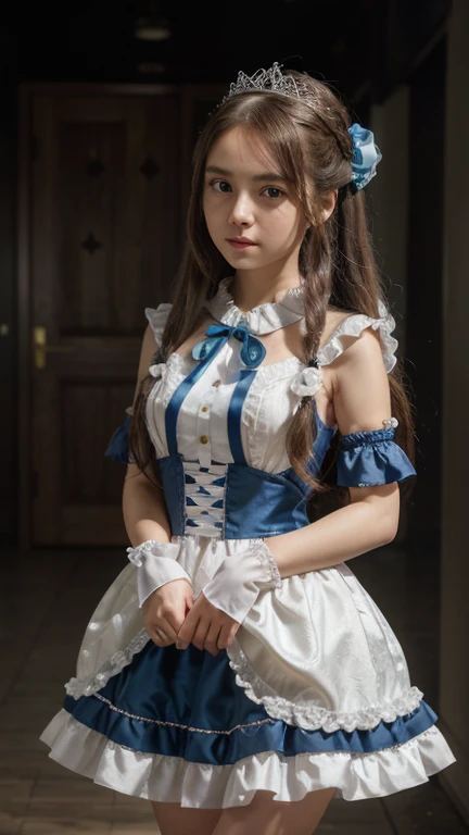 bondage girl character dressed in maid outfit holding a rope with a clock in background, hestia, girl in a maid costume, maid outfit, girl tied maid ss military, anime cat girl in a maid costume, maid, harry potter in a maid’s uniform, gorgeous maid, tied girl maids riding early tanks, visual novel cg, anime moe artstyle, maid dress