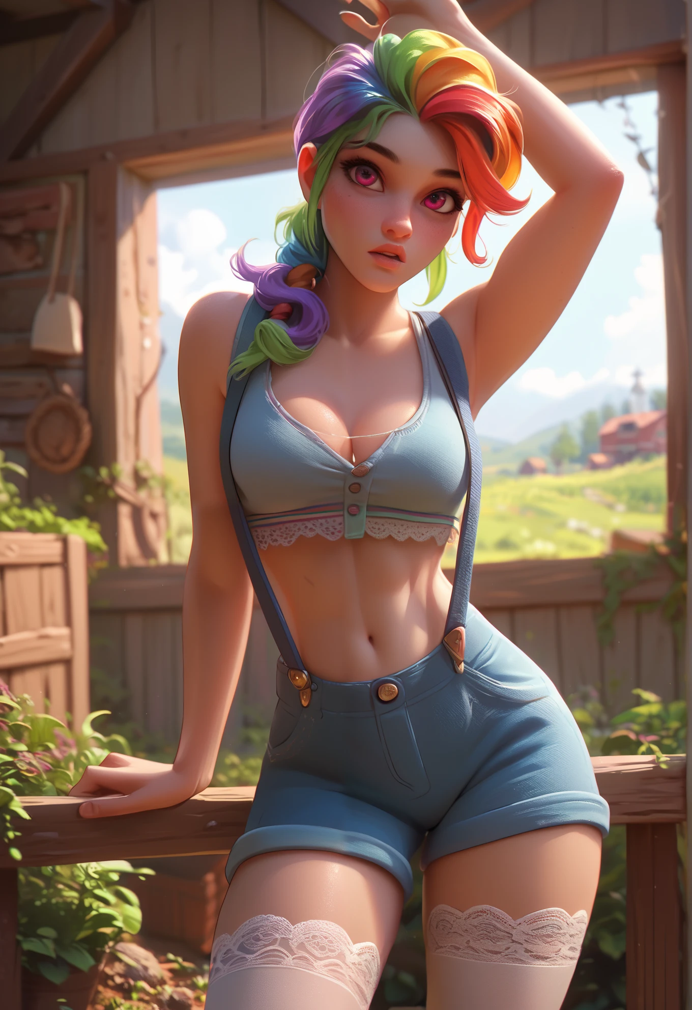 ((Create one girl 16+ years old.), (full height), (masterpiece, Best quality), (1 elf), (1 girl), (sexy), (One, bangs, dyed red hair) (White armor cyber skulls), (long black tights with gloves), (stands upright), (mysteriously))_((green:1.5, orange:1.1, white: 1.3, yellow:1.3))_ ((very sexy girl with dreadlocks, tattoos, bare parts of the body), (down jacket: 1.2, on the naked body, T-shirt, thong))_((Beautiful figure, half a turn 16+ years old) ,(realistic)), ( (small peach breasts, graceful figure, narrow waist, smooth hips), (long double braids), (tight braids), (braided hair), (dark hair), (red lips), (smile))_ ((Shiny skin :1.5, white skin, light skin: 1.5)), ((sexy), (cute))_((Fractals, lights, leaves, fog, cherry blossoms, circles background))_((Chiaroscuro, contrast , warm-cold), (atmospheric visualization), (best quality), (Virtual realism))_((Digital painting, anime style, cyberpunk), (best quality, 4k, high resolution, masterpiece: 1.2))((ultra detail ), (realistic, photorealistic, photorealistic: 1.37))_((Soft clear shapes, broad strokes, attention to detail))_((High quality, 16K | Ultra HD | Full HD)).