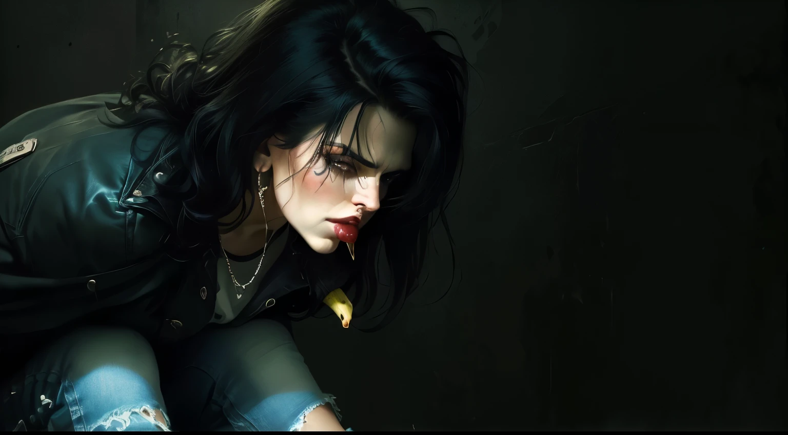 (masterpiece:1.3), (8k, Realistic, RAW Photos, highest quality: 1.4), Absurd, Charm, Ultra-high resolution, Ultra-realistic, Very detailed, Golden Ratio, (Realistic), (Best Shadow), Low contrast, (Complex:1.4), Side lighting, Beautiful Face, (Realistic Face), Beautiful hairstyle, Realistic eyes, Beautiful fine details, (Dark circles under the eyes), (Realistic Skin), Beautiful Skin, (One girl), ((Krysten Ritter, Jessica Jones)), (Accurate hand and finger depiction), (Black Hair, Medium Hair:1.4), (Black Riders Jacket, Grey tank top), ((Eyes closed)), (Frowning), Flushing, Sweat, NSFW ((fellatio)), ((deep throat:1.2)), (Blowjob face), ((cum on face:1.1)), ((cum on mouth:1.0)), BREAK (1boy, 1penis:1.1), (projectile cum:1.2, excessive cum:1.1), (Bust Shot), Head-on view