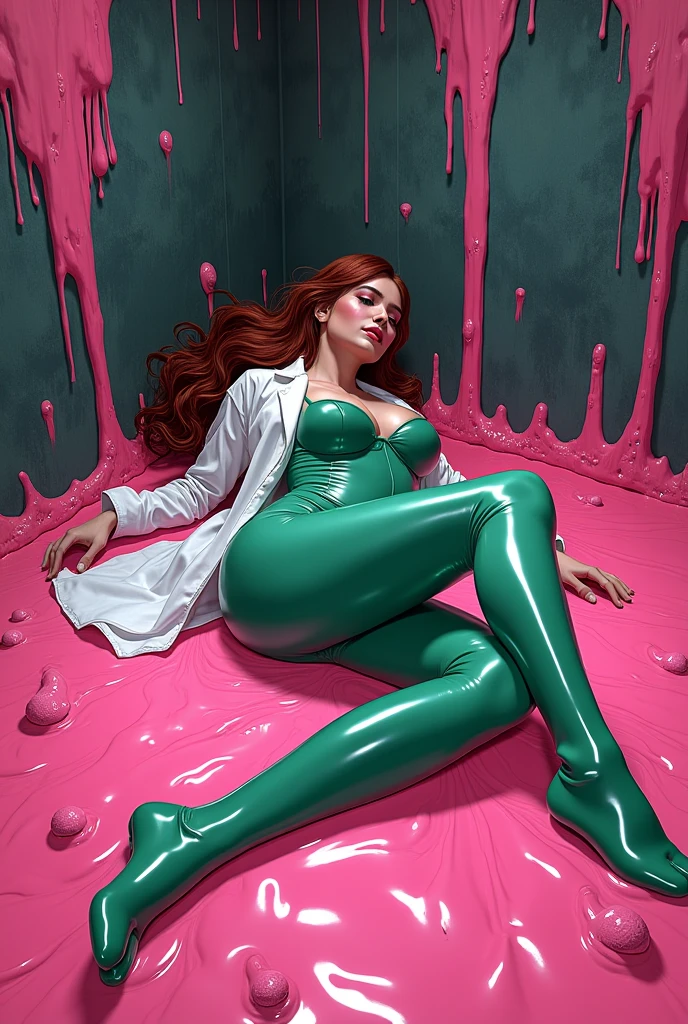 (Mila Kunis, 25 years old, nude, covered in slime, scared) tentacle aliens have strapped her to a metal examination table with her butt arched up. Slimy tentacle aliens with big eyes and giant toothy mouths are examining her butt, spreading her butt cheeks and poking at her anus with their tentacles

