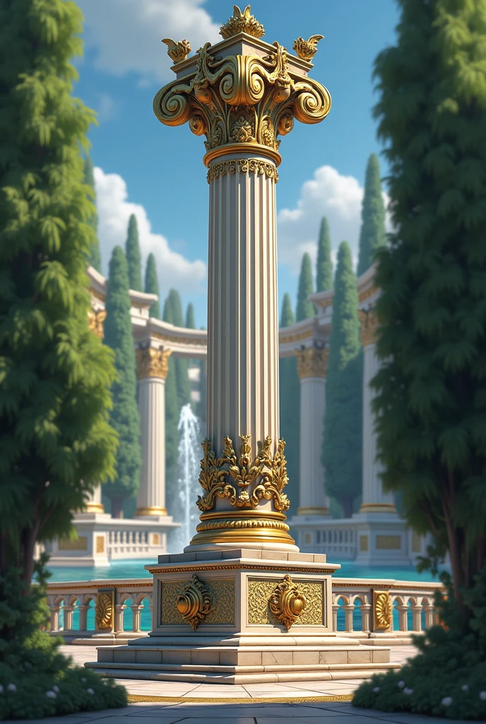   of a Corinthian column with the associated acanthus leaves,  various decorations , Fahne , Fountain, 