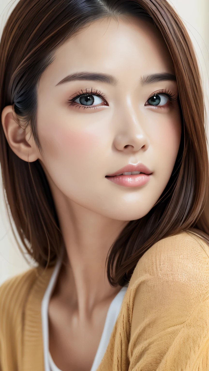 8K, top-quality, masterpiece, realisitic, Photorealsitic, ultra-detailliert, Natural sunlight, extremely detailed face and skin, A detailed eye, Highly detailed face and skin shots, Beautiful woman looking at camera, sexy pose, masutepiece, Beautiful face, Realistic face, Detailed face, Beautiful hairstyle, Realistic eyes, Detailed eyes, Realistic skin, Detailed skin, Beautiful skin, Attractive, A hyper-realistic, fullnude, Gentle, Brown hair, cute Japanese girls, Full body、Beautiful
