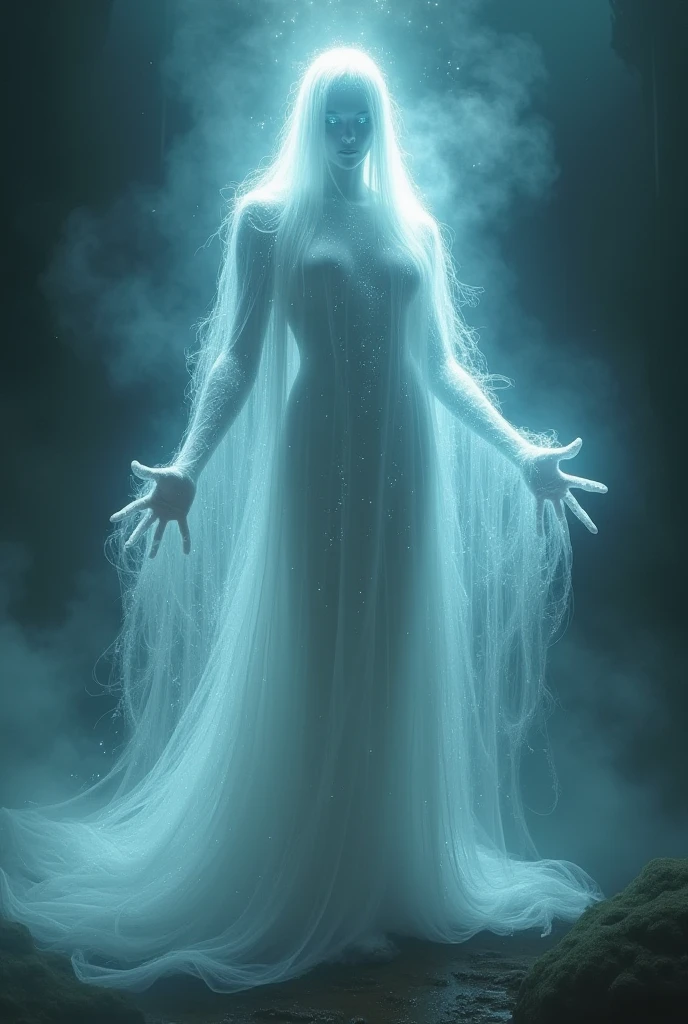 pure ebony background, a translucent divine mist