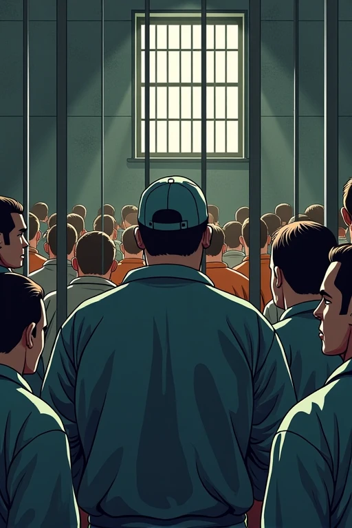 Man in prison with many thieves in his cells, PICTURE REALISTIC, high resolution, 8k