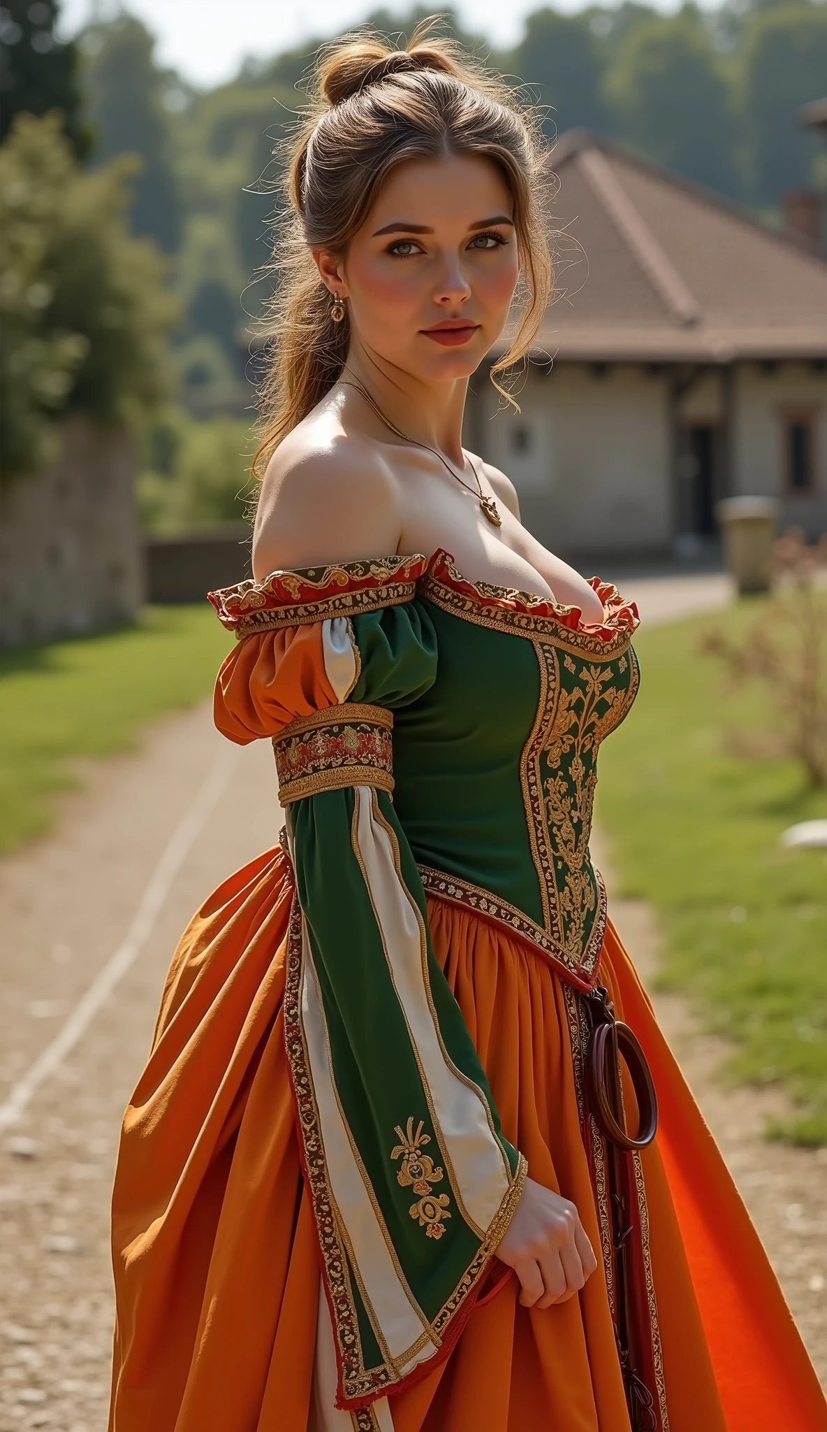 (hyper realstic)、Ancient Farmer Woman、Women's Agriculture、(Wearing flesh-colored fabrics)、
immensity　Beautie　high-level image quality　hight resolution　Realistic、a blond、blond woman in a、A MILF、Middle-aged woman、((Big big))、detailed skin textures、超A high resolution、Wearing flesh-colored fabrics、Realistic、Voluptuous body shape、A smile、Middle-aged beauty、Beautiful expression、detailed green iron、long fluffy hair、A smile、Very delicate and detailed skin texture、45 Ancient Peasant Women、((Being in the village square))、Women's Agriculture、Large cleavage、Large open neckline、big red lips、(Wearing flesh-colored fabrics)、