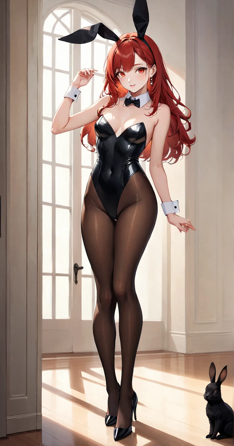 muscular girl. fully body. may bold, high-heels. standing hand to mouth sex