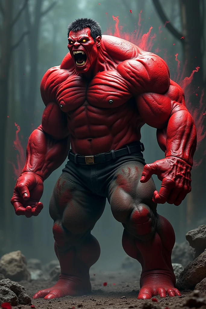 megan fox as a vampiric muscular red carnage, (mouth wide open with tongue out:1.25), (red carnage anatomic muscular bio-mecha muscle suit:1.25), (body totally covered in muscles, veins, tendons), (perfect muscular anatomy), (wide upper body:1.25), (thin legs:1.25), (beautiful face:1.25)