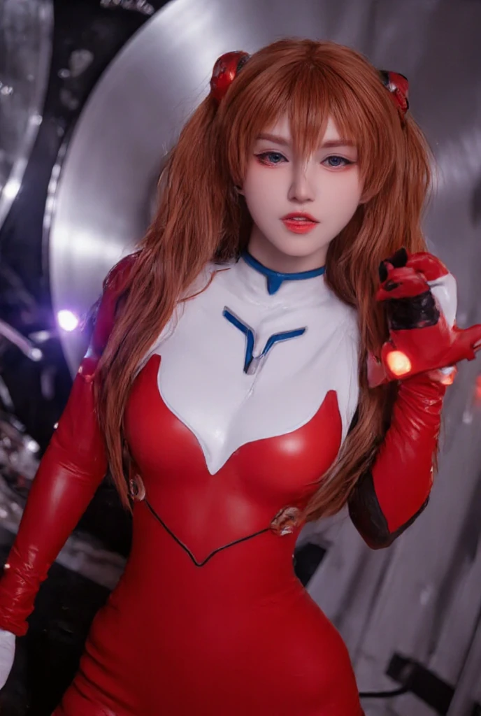 Miqote girl, wearing a dragon scale latex catsuit, red hair, yellow eyes, solo, in a scifi spaceship, masterpiece,