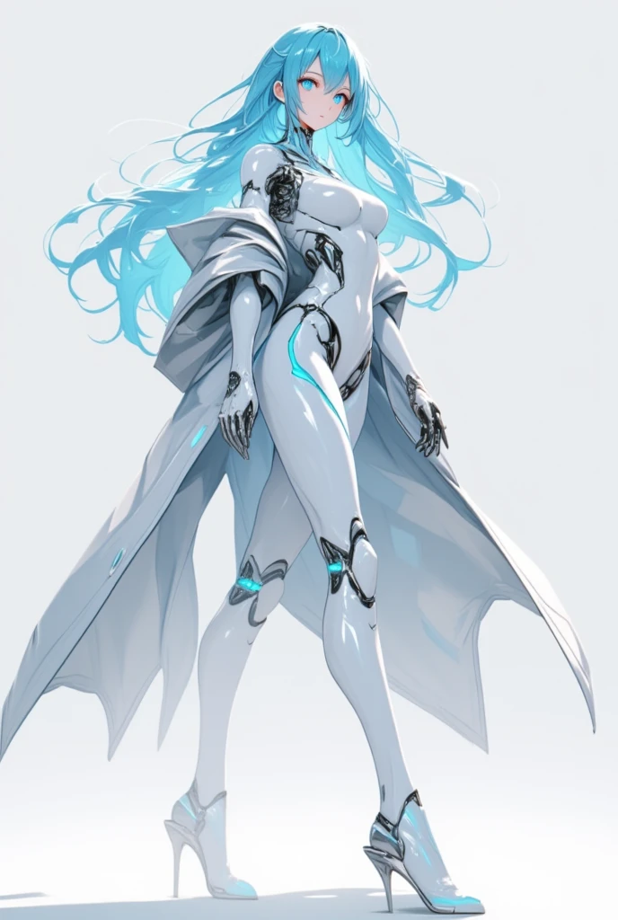 there's a girl on top of town,Wearing a white Spider-Man costume,with long white hair,The entire figure is shown in the painting,Bigboobs