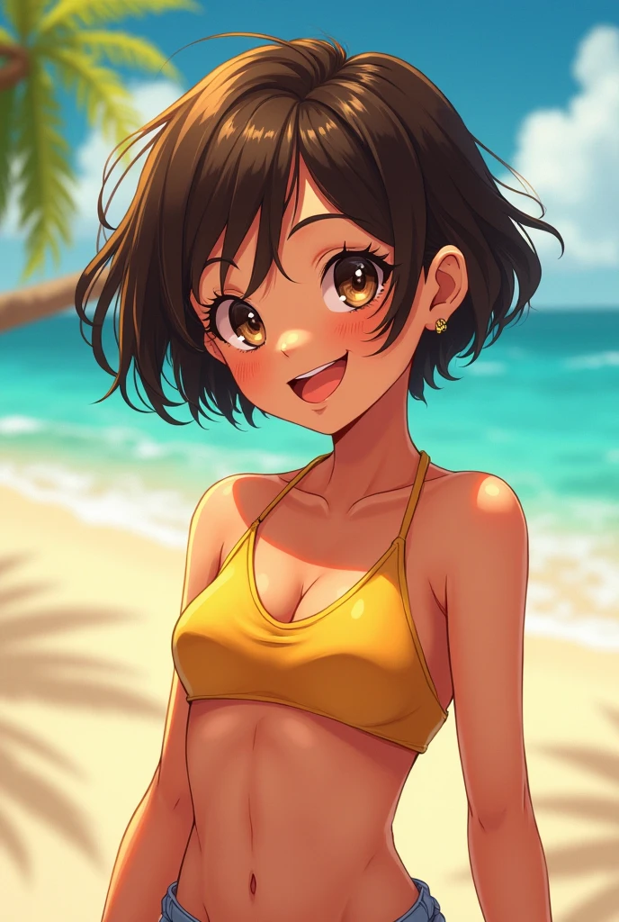 (highest quality:1.2, Very detailed, up to date, Vibrant, Ultra-high resolution, High Contrast, masterpiece:1.2, highest quality, Best aesthetics), Portraiture、girl、((25 years old:1.5)), (slim:1), ((25 years old:1.3)), (summer dressi:1.3) , (Monaco Beach:1), long hair, ponytail, white and yellow green ((streaked hair:1.6)), highlights hair: 1.5, (small breast,:1) (tan skin:1.1),(jumping:1.5), smile, sunshine, Bright colors、Beautiful fine details、Beautiful lip detail、facing viewer, (cowboy shot:1.5), look at viewer, from above