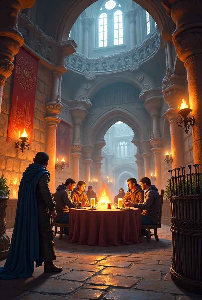 subdued image that emphasizes the roleplaying aspect of the book, featuring a group of friends gathered around a table, engrossed in a game. The scene could be rendered in a dreamlike, almost surreal style, with the players' imaginations coming to life in the form of fantastical creatures and landscapes. The cover could feature the players' characters in various poses, as well as the game master and any important NPCs.
