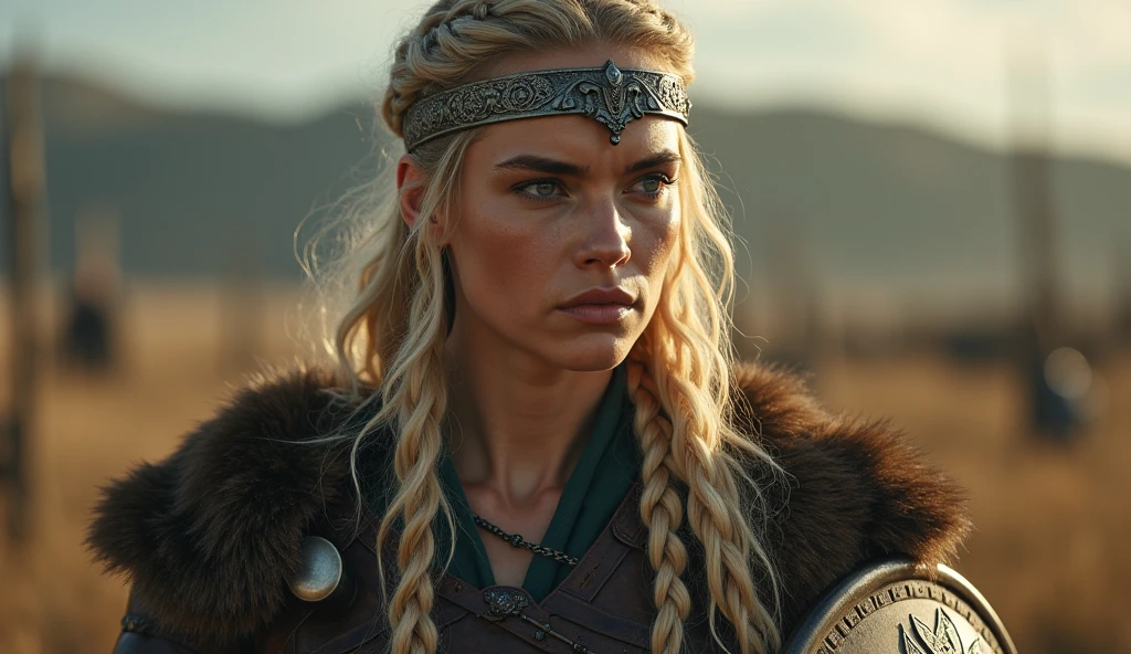 closeup award winning photo of Viking woman posing in a burning dark forest, look at a camera, (cinematic:1.5), epic realistic, hyperdetailed, insane details, intricate details, accent lighting, soft volumetric light, bokeh, (dramatic light:1.2), (neutral colors:1.3)