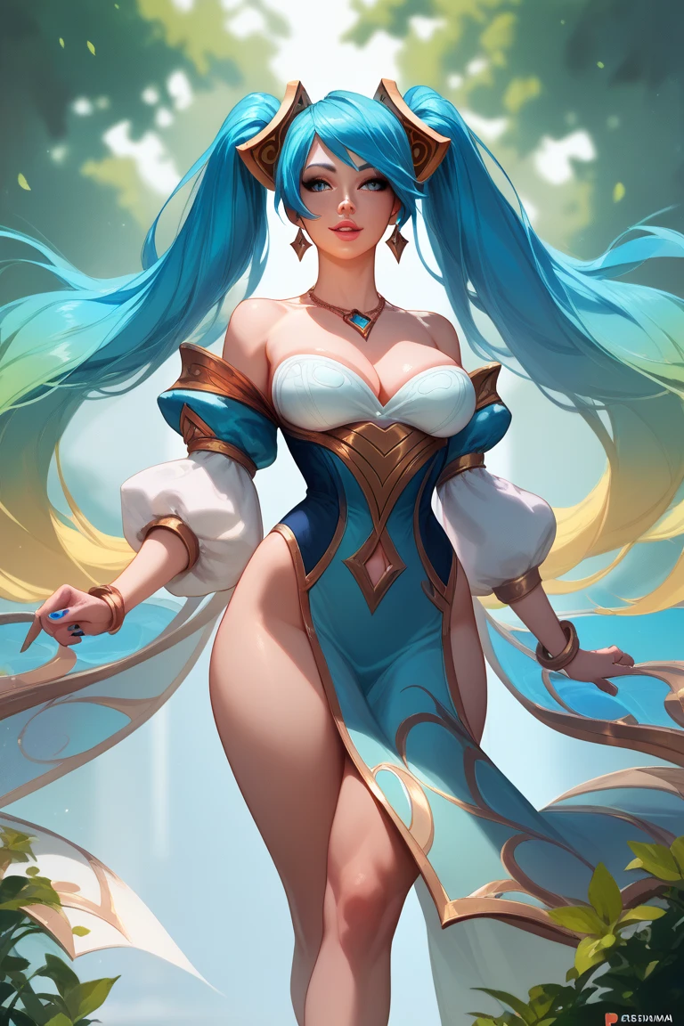 Qiyana de League of legends, nu, Peitos grandes, bunda grande