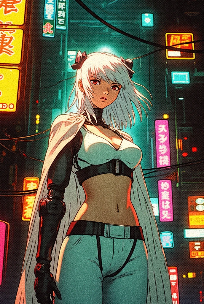 1 woman dancing on a strip club (green eyes, white skin, long black hair, ponytail, choker, small breasts, lipstick, makeup, eyeliner), wearing a neon sexy outfit, (cyberpunk theme), (masterpiece, best quality, 8k, sharp focus, depth of field, best shadows, perfect lights, HDR, realistic skin texture, ultra-detailed and detailed background),