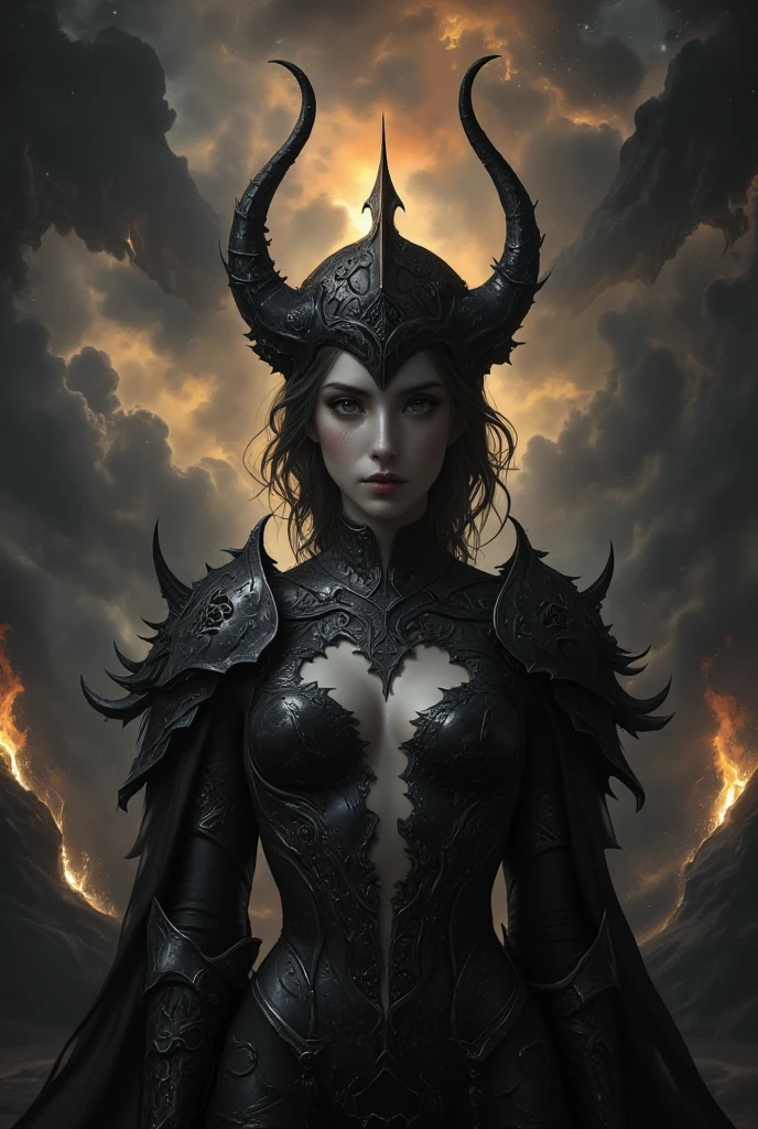 arafed female with horns and a black dress with a large head, diablo 4 lilith, portrait of a female demon, diablo 4 queen, beautiful elegant demon queen, diablo digital concept art, white horns queen demon, dark fantasy concept art, portrait of demon girl, succubus | medieval, queen of the underworld, queen of hell, demon woman, queen of darkness