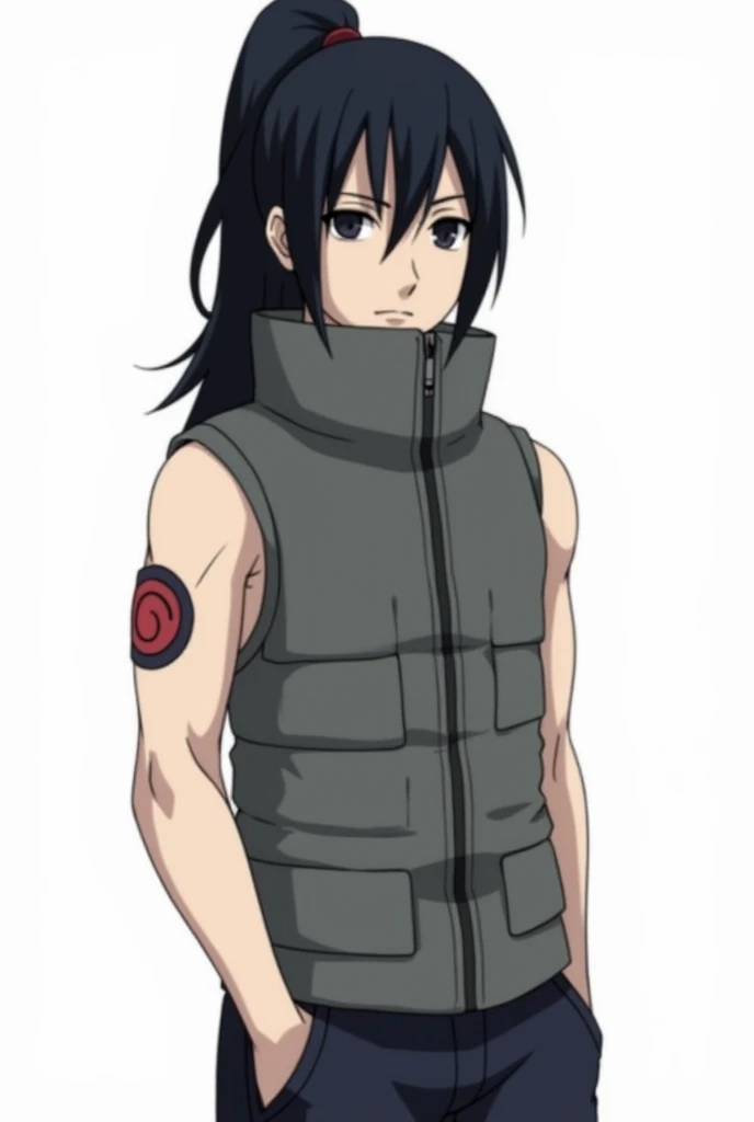 height: 1.68 m

Physicist :  Akiyo has an athletic and well-proportioned figure ,  with a medium  .  His hair is long and jet-black ,  tied in a high ponytail ,  with some tufts that fall gently down his face .  He has dark eyes , almost black,  that often show an intense but calm look .  His clothing is simple , but functional,  adapted for missions .  He wears the Konoha symbol on his right arm and his tight ninja vest,  with comfortable pants for missions .
