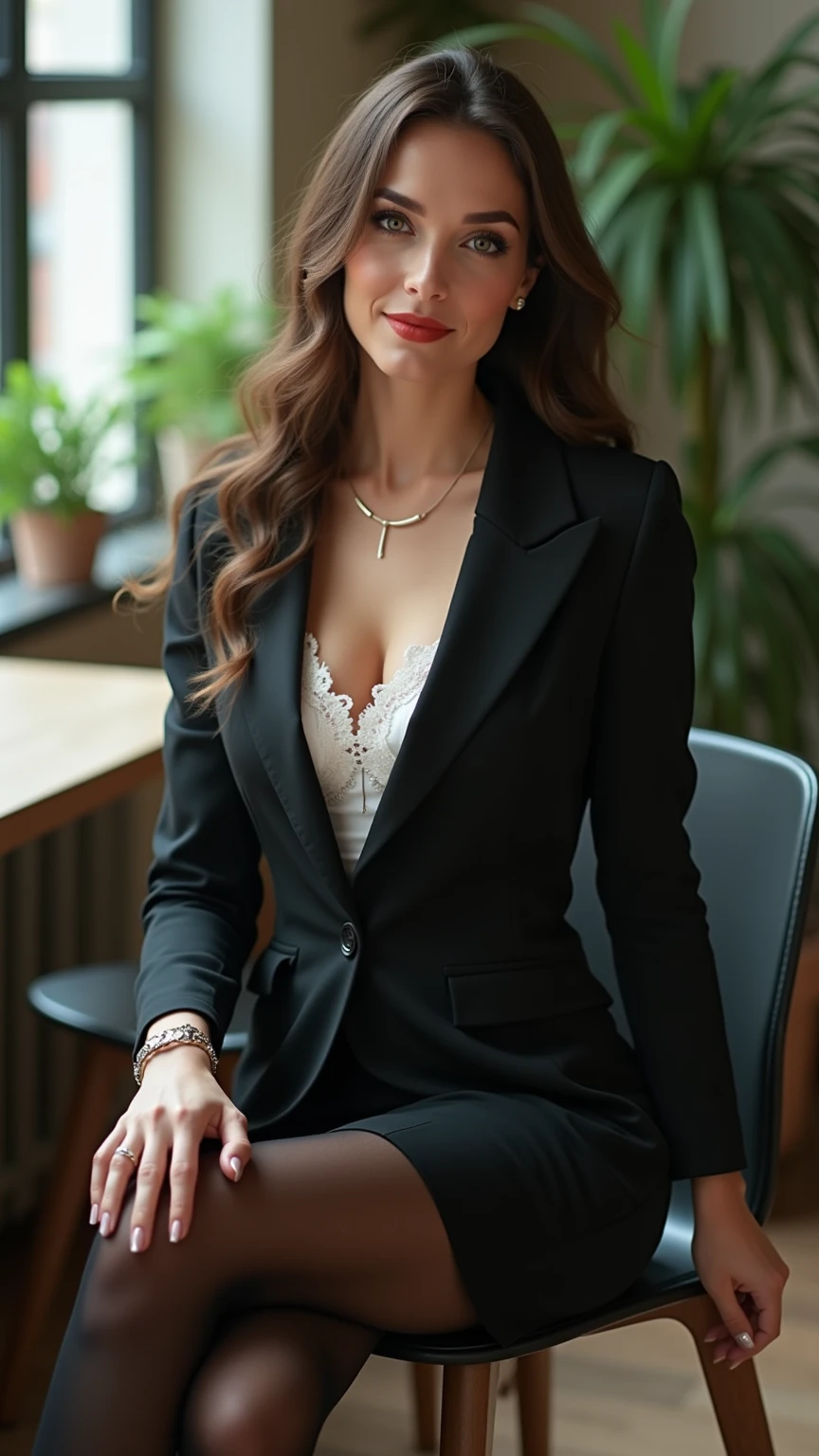 Carly Rose Sonenclar wearing sexy adult stylish clothes with lipstick and smiling