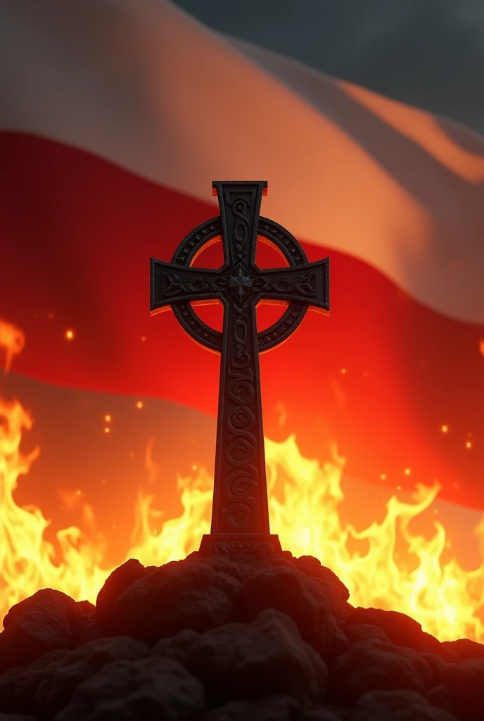 battlefiled，eventide，flame of war，World War II soldiers，dead body，crosses，Burning clouds，smoke of gunpowder，Pitch black